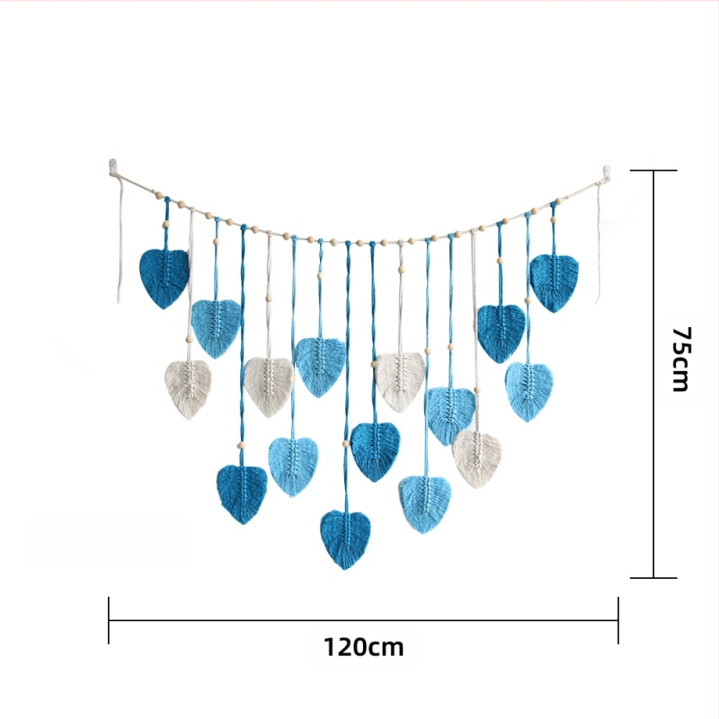 Бохемски декоративен гоблен с листни мотиви, ръчно изтъкан, памук, нордичен стил, квадратна форма