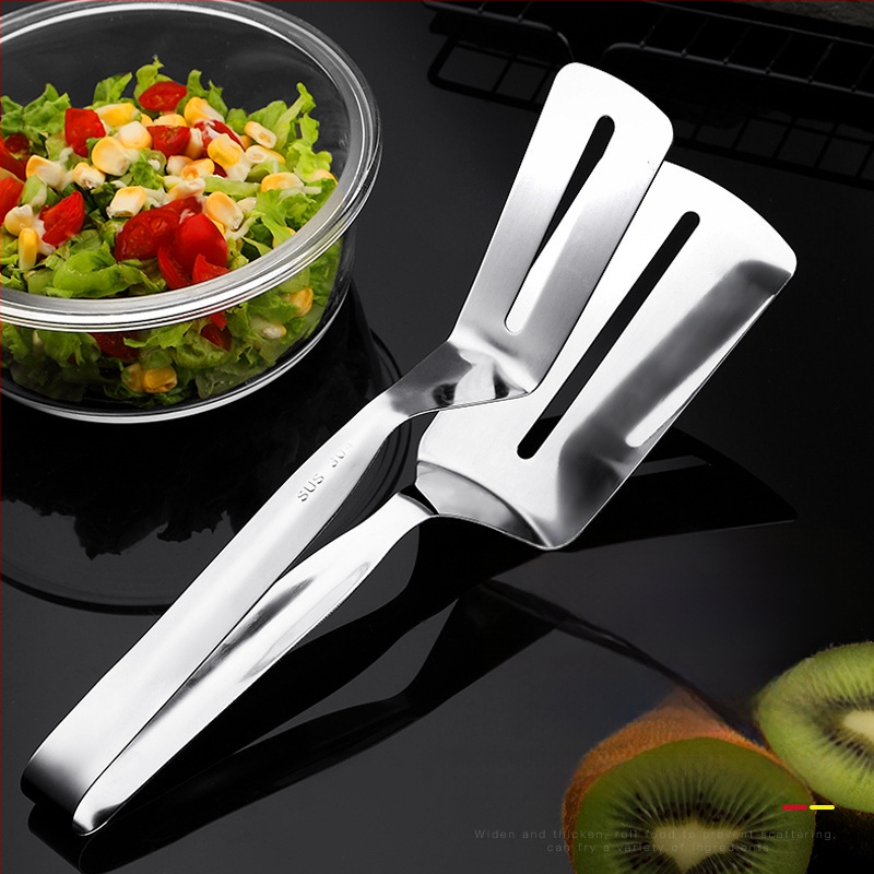 304 nerūdijančio plieno daugiafunkcinis virtuvės įrankis: žuvies suktuvė, šaukštas ir kepsnių žnyplės, atsparus aukštoms temperatūroms