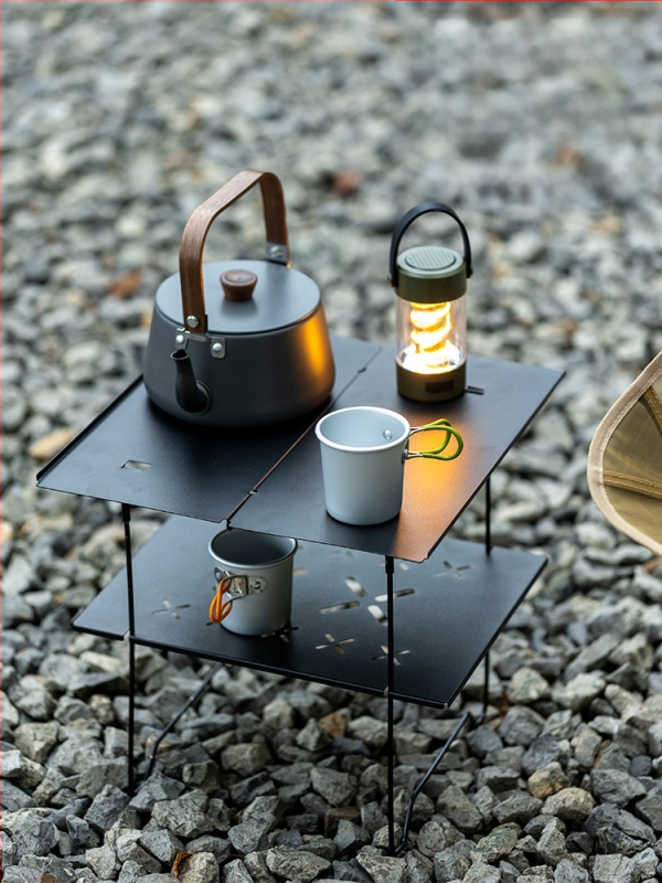 Портативна сгъваема маса за къмпинг, стоманена плоча със студено валцоване, сгъваема, подходяща за пътуване, обработка по поръчка