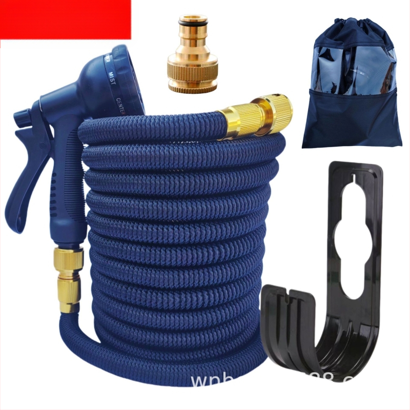 TPE teleskopiskais mājas šļūtenes komplekts automašīnas mazgāšanai un dārza laistīšanai, ABS pistoles galva, Eiropas standarts, 3x pagarinājums