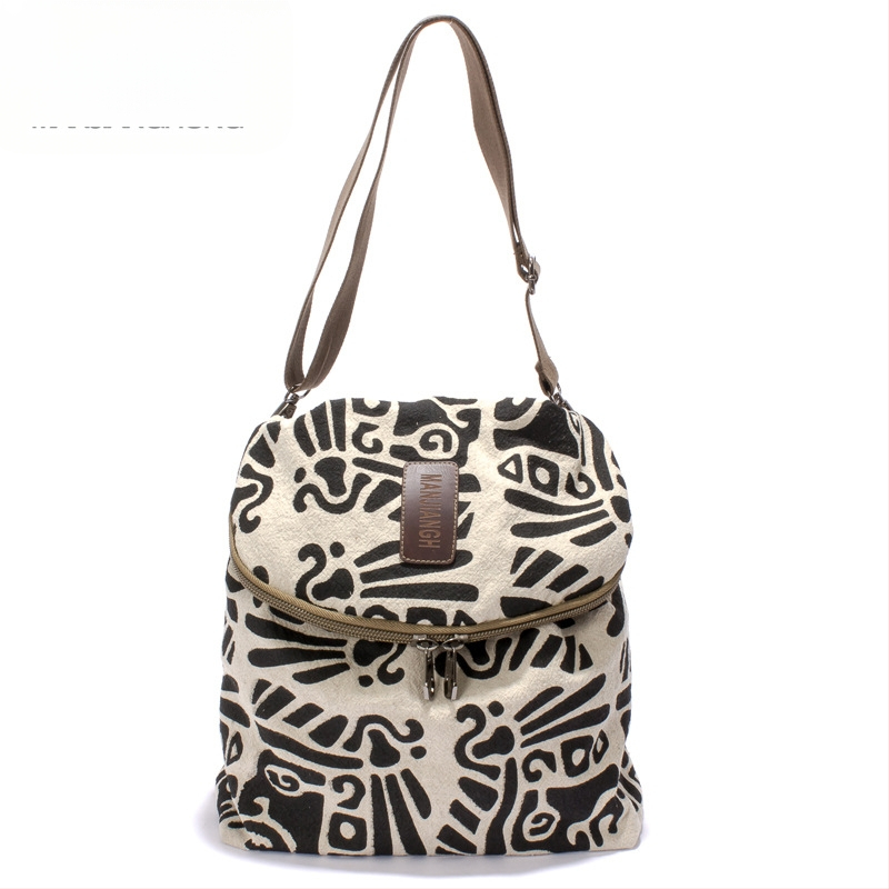 Σακίδιο από λινό καμβά, ρετρό στυλ δρόμου, καμπύλη ιμάντας ώμου, πολυεστερική επένδυση, κατάλληλο για ελεύθερο χρόνο και ταξίδια