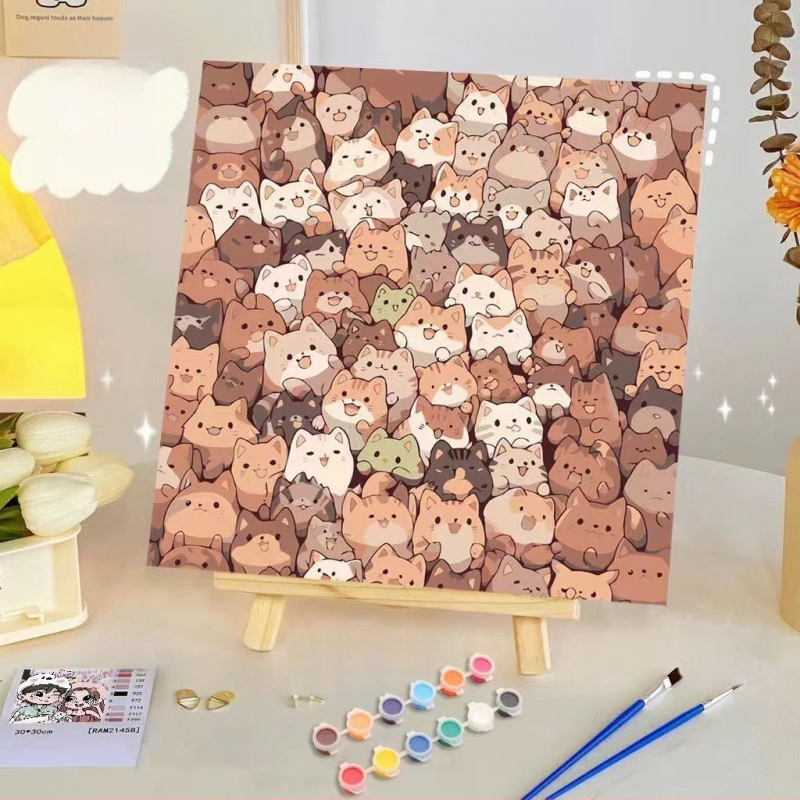 DIY дигитална маслена картина – безрамова, ръчно рисувана анимационна тема за дневна, спалня и детска стая; стил Ins wind; без персонализация