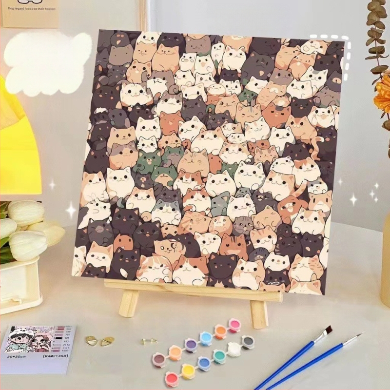 DIY дигитална маслена картина – безрамова, ръчно рисувана анимационна тема за дневна, спалня и детска стая; стил Ins wind; без персонализация