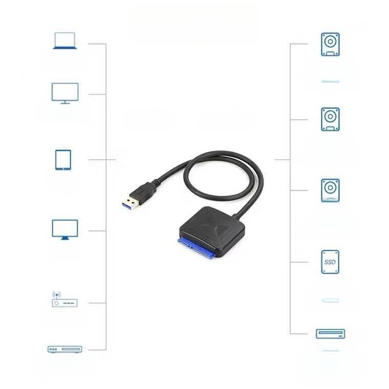 USB 3.0 į SATA duomenų laidą su IS621 mikroschema, vario branduolys, 500 MB/s, apie 47 cm