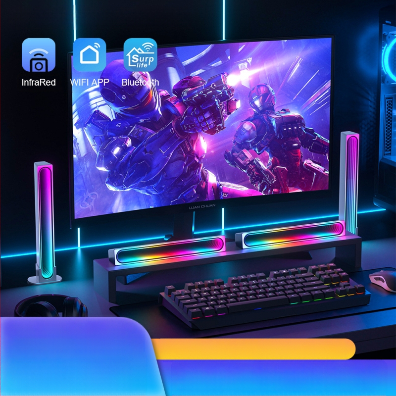 USB захранвана RGB LED амбиентна светлина с 5050RGB+IC, управление чрез приложение и дистанционно, вертикално монтиране