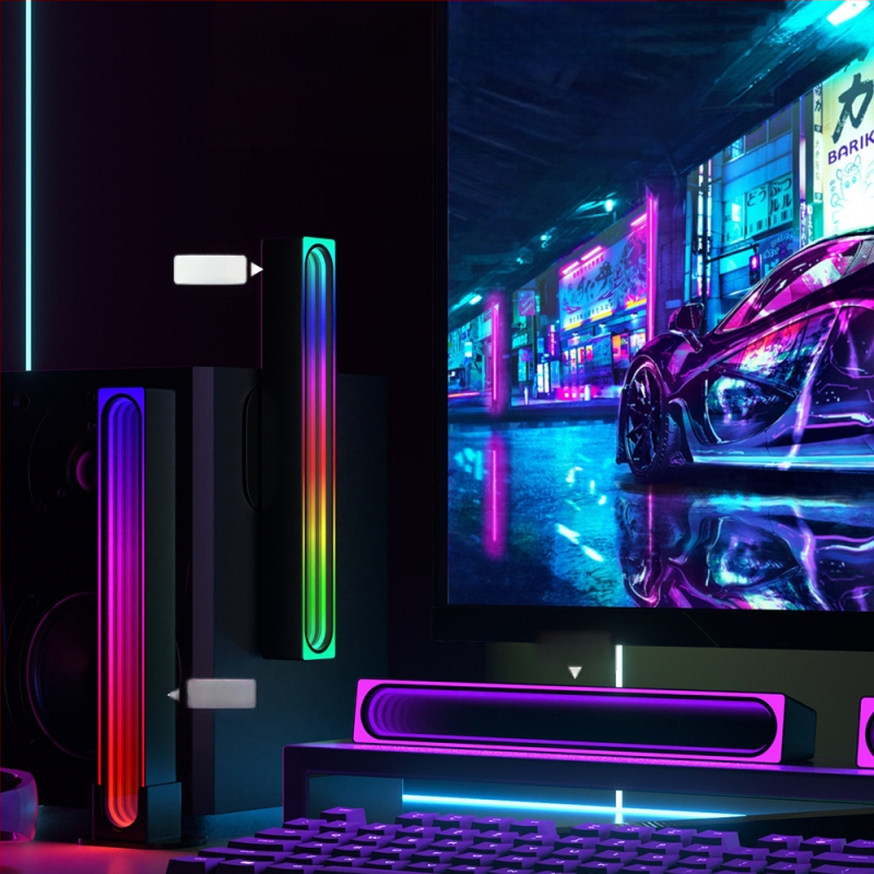 USB захранвана RGB LED амбиентна светлина с 5050RGB+IC, управление чрез приложение и дистанционно, вертикално монтиране