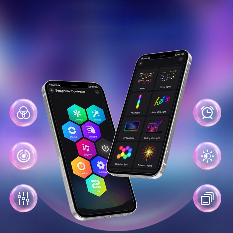 USB захранвана RGB LED амбиентна светлина с 5050RGB+IC, управление чрез приложение и дистанционно, вертикално монтиране