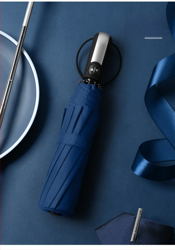 Reklāmas lietussargs ar automātisku atvēršanu, 10 ribas no stikla šķiedras rāmis, saliekams, ar logotipa druku, UV aizsardzība UPF>50 (10 ribas; stikla šķiedras rāmis; automātiska atvēršana; saliekams; UPF>50)