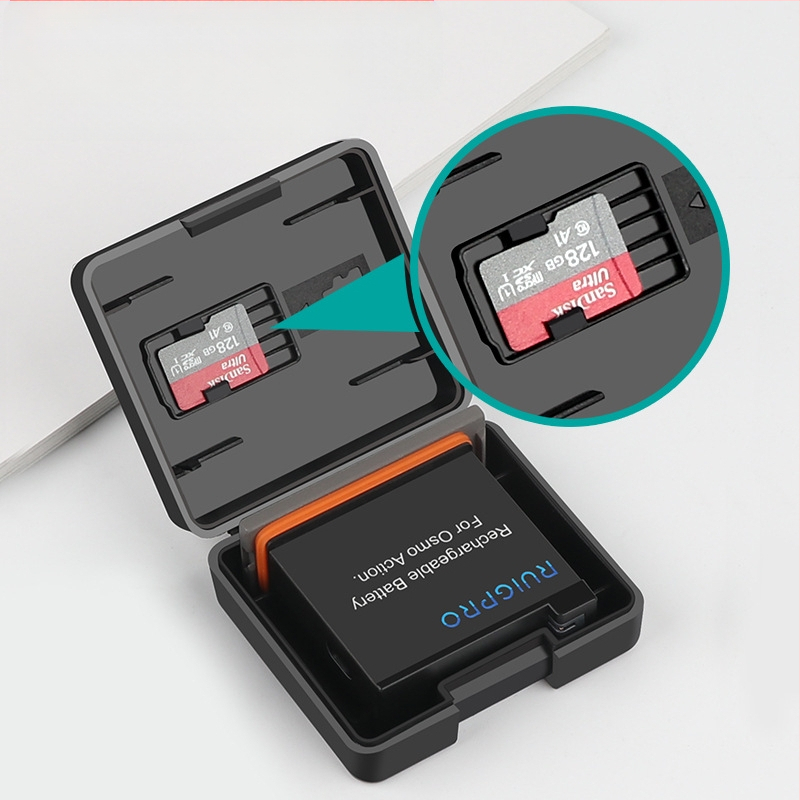 Baterijų dėžutė su daugiafunkciniu saugojimu, suderinama su GoPro Hero9/8/7/6 Black ir Osmo Action, ABS medžiaga