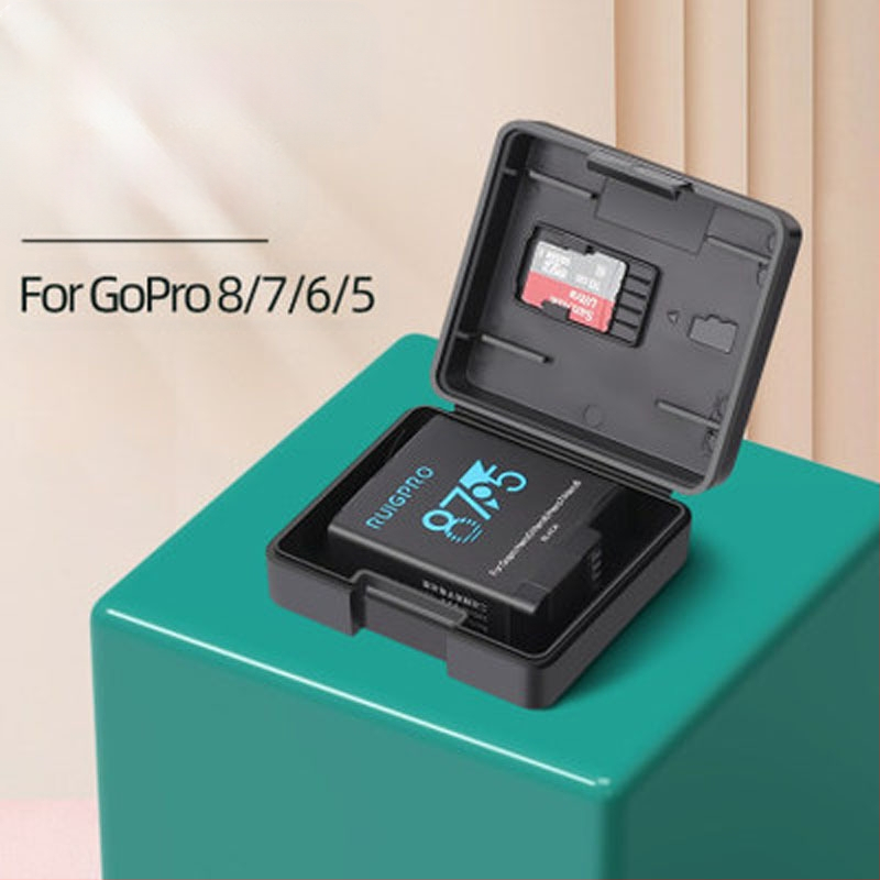 Baterijų dėžutė su daugiafunkciniu saugojimu, suderinama su GoPro Hero9/8/7/6 Black ir Osmo Action, ABS medžiaga