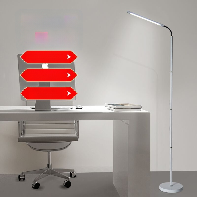 LED Подова лампа за четене и учене, защита на очите на децата, метален абажур, бутонен превключвател (Базово осветление, захранване от контакт, напрежение ≤36V)