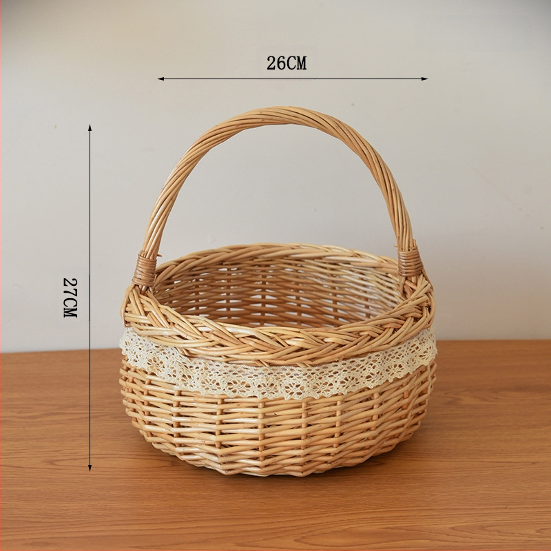Πλεκτό καλάθι λουλουδιών από ιτιά, χειροποίητο για διακόσμηση και αποθήκευση, αγροτικό στυλ.