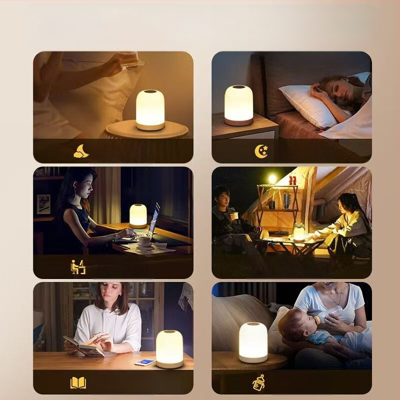 Нощна лампа с вградена батерия, дистанционно управление, интелигентно околно осветление за защита на очите – настолна/нощна лампа за бюро, активирана чрез докосване