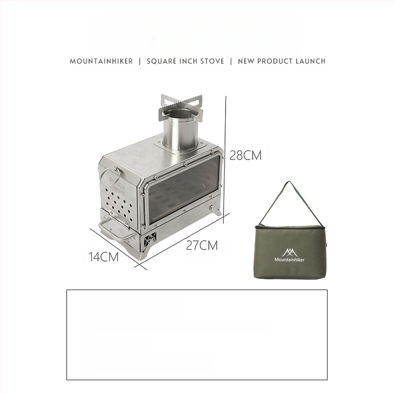 Mountain Guest lauko stovyklavimo krosnelė - nešiojama iš nerūdijančio plieno 201, kepimui lauke