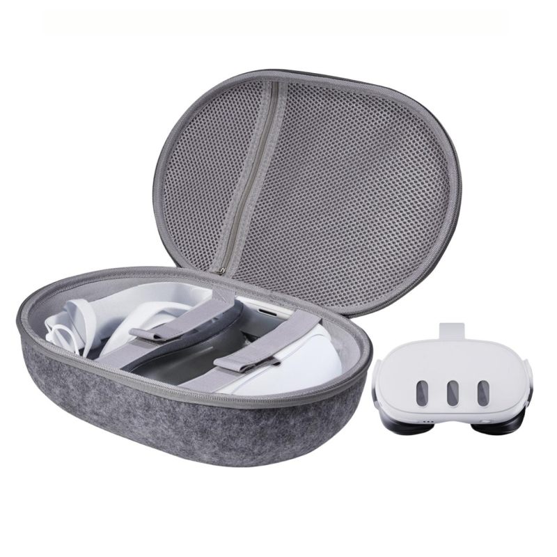 Чанта за VR очила от филц за Quest 2, Quest 3 и Vision Pro; лека, тегло 200 g; съвместимост: Quest 2, Quest 3, Vision Pro.