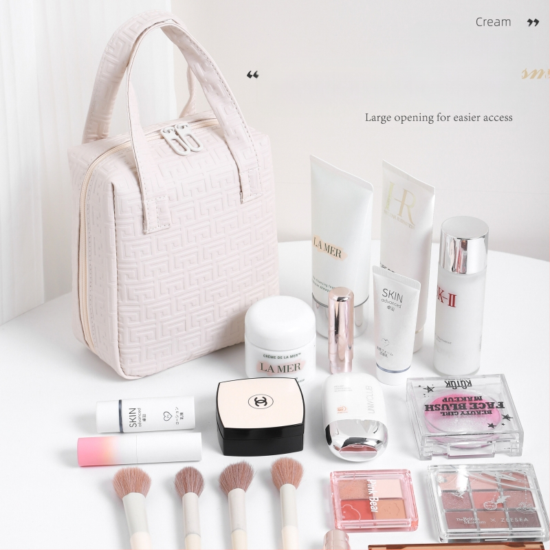 Τσαντάκι καλλυντικών από PU δέρμα με σχεδίαση κελύφους, μεγάλο χώρο για ταξίδια, αστικός μινιμαλιστικός σχεδιασμός