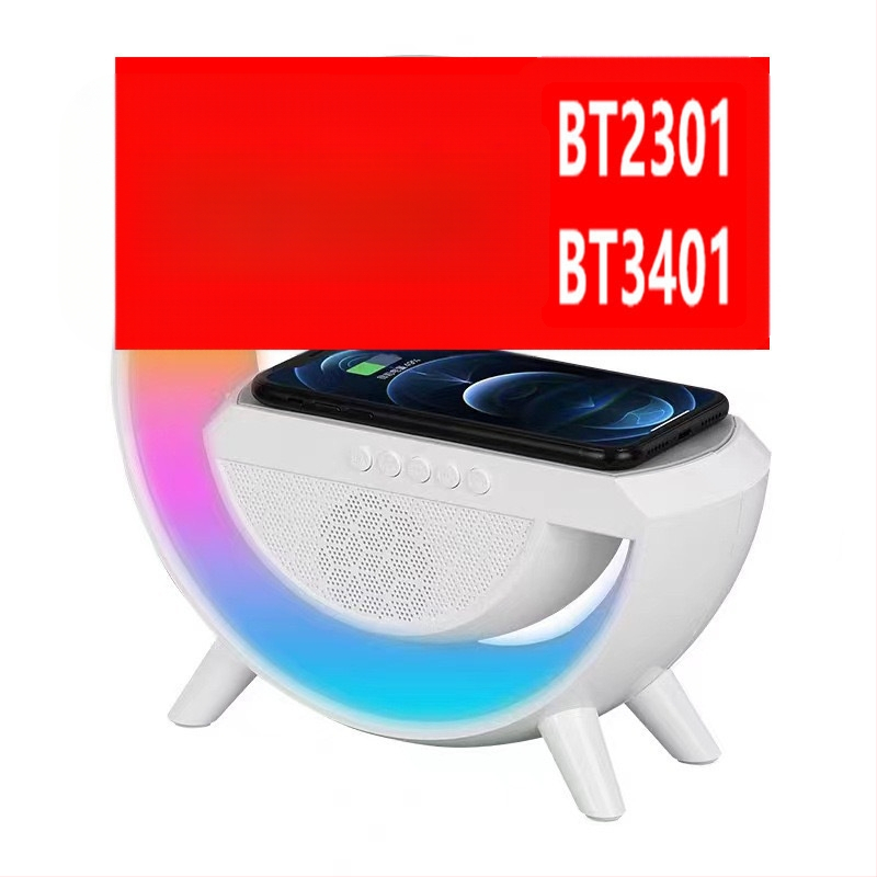 Bluetooth hangszóró, Bluetooth 5.3, beépített akkumulátor 1200–2000 mAh, 15W kimenet, vezeték nélküli töltés és hangulatos világítás, frekvenciatartomány 100Hz–20kHz