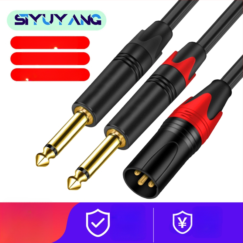 Аудио кабел SIYUYANG: XLR женски към двойни 6,35 мм конектори, контакти с златно покритие, медно ядро, CCC сертифициран