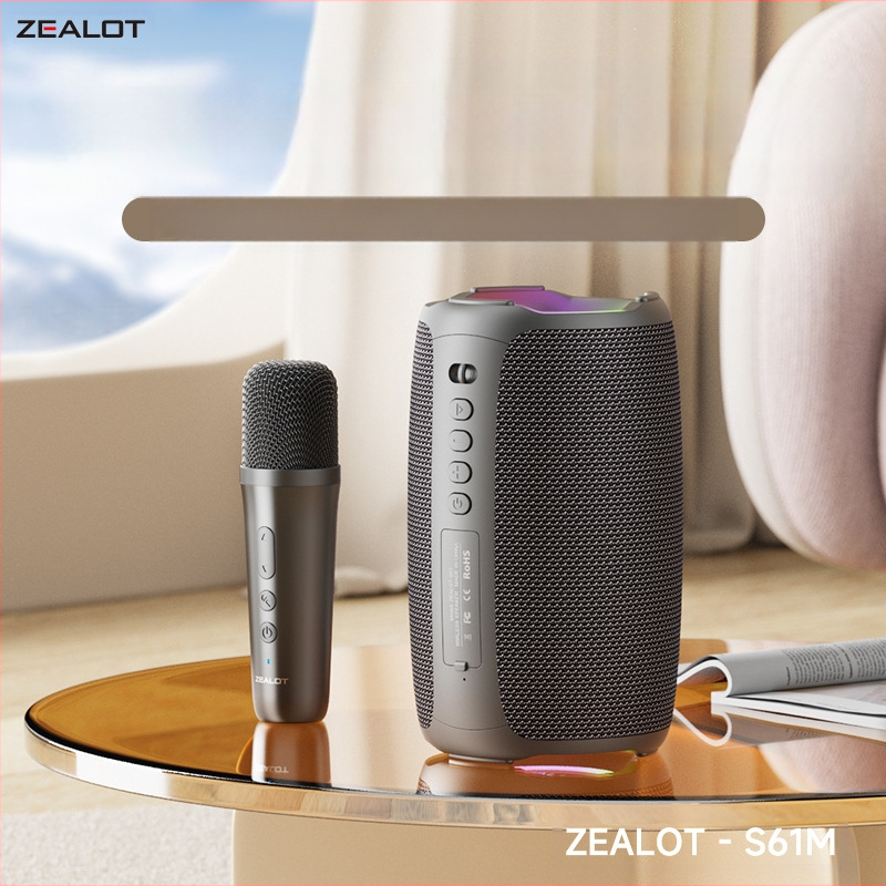 ZEALOT Hordozható Bluetooth karaoke hangszóró beépített mikrofonnal, 20W, Bluetooth 5.2, IPX5, 2000-4000mAh akkumulátor