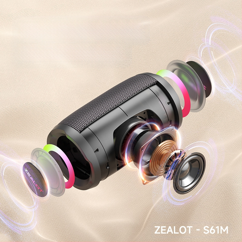 ZEALOT Hordozható Bluetooth karaoke hangszóró beépített mikrofonnal, 20W, Bluetooth 5.2, IPX5, 2000-4000mAh akkumulátor