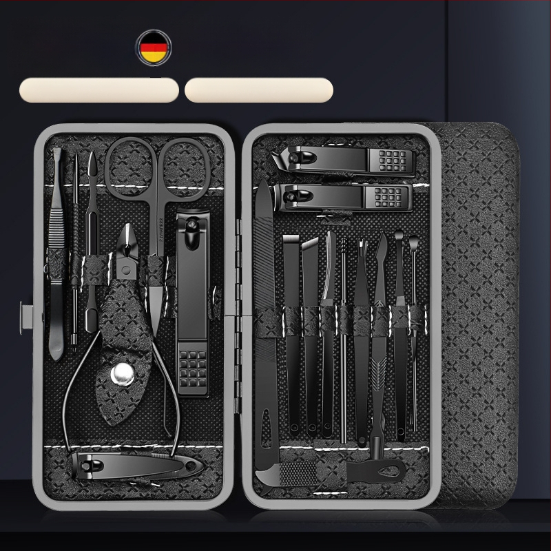 21-частен комплект маникюрни инструменти със ножици за кожички със скосена челюст