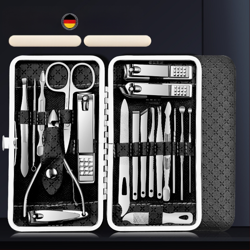 21-частен комплект маникюрни инструменти със ножици за кожички със скосена челюст