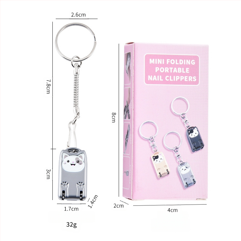 Mini sulankstomos nagų kirpimo žirklutė su rakto pakabuku – nešiojama, plokščias burnos dizainas, lydinys ir nerūdijantis plienas