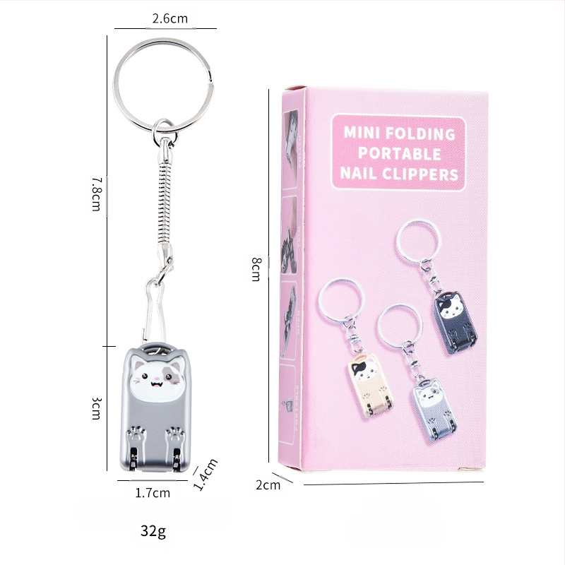 Mini sulankstomos nagų kirpimo žirklutė su rakto pakabuku – nešiojama, plokščias burnos dizainas, lydinys ir nerūdijantis plienas