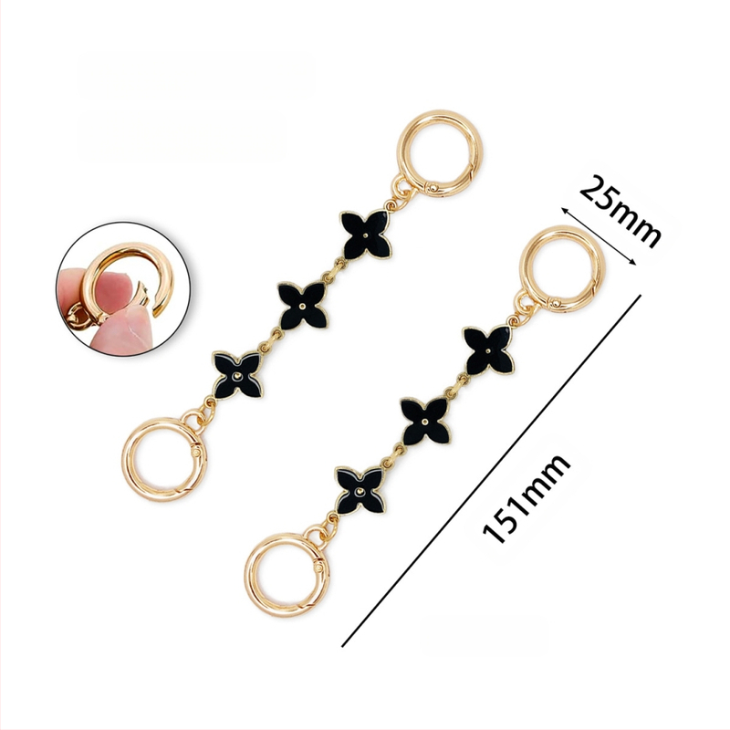 Αξεσουάρ αλυσίδας τσάντας με φινίρισμα λαδιού σε σταγόνες, μοτίβο τετράφυλλου φύλλου, μέταλλο, Xinhe