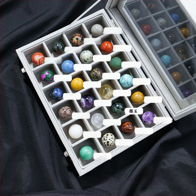 Kristalų rutulio mineralinių pavyzdžių rinkinys – natūralus kristalas, brangakmeniai, kabinamas dekoras, dovanos dėžutė, šiuolaikinis stilius