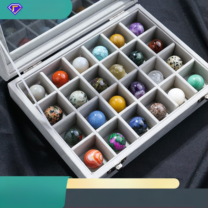 Kristalų rutulio mineralinių pavyzdžių rinkinys – natūralus kristalas, brangakmeniai, kabinamas dekoras, dovanos dėžutė, šiuolaikinis stilius