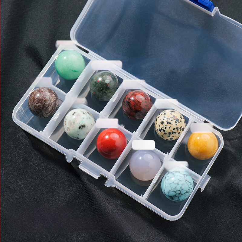 Kristalų rutulio mineralinių pavyzdžių rinkinys – natūralus kristalas, brangakmeniai, kabinamas dekoras, dovanos dėžutė, šiuolaikinis stilius