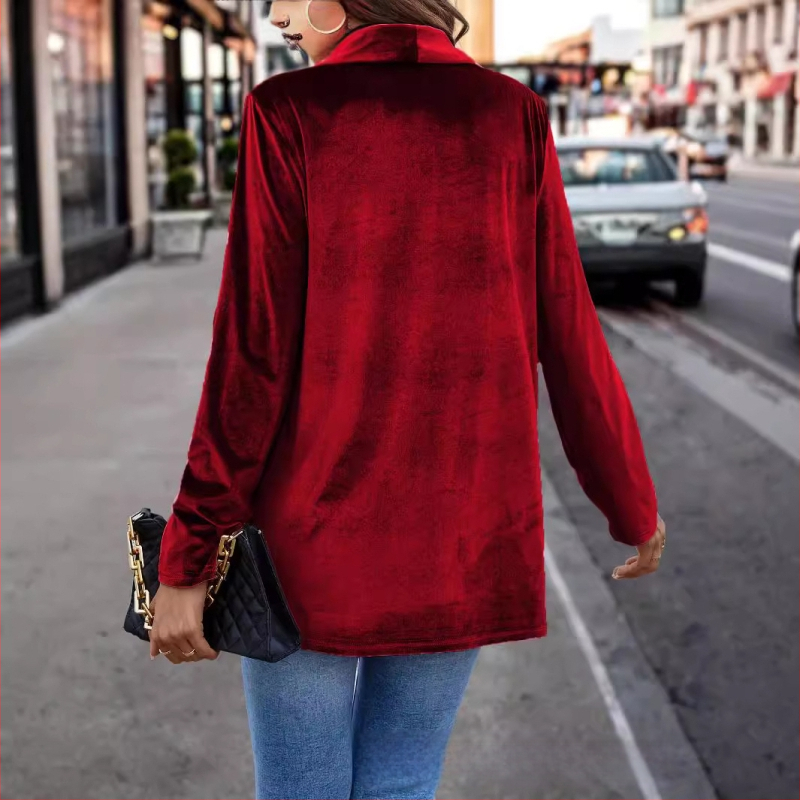 Γυναικείο παλτό σε χαλαρή γραμμή, ύφασμα πολυεστέρα-ελαστάνη, πέτο, καθημερινό στυλ