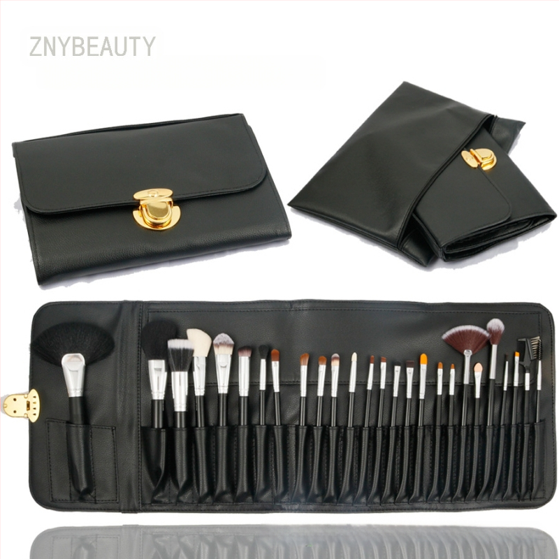 Σετ 26 πινέλων μακιγιάζ από τρίχες ζώων με ξύλινα χερούλια, μακριές λαβές, περιλαμβάνονται πινέλα σκιάς ματιών