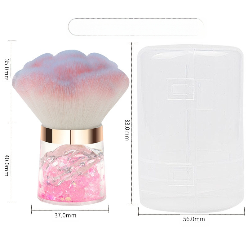 Πινέλο πούδρας με συνθετικές ίνες, πλαστική λαβή, φορητός σχεδιασμός, συσκευασία σε κουτί (Συνθετικές ίνες; Πλαστική λαβή; Φορητός σχεδιασμός; Συσκευασία σε κουτί)