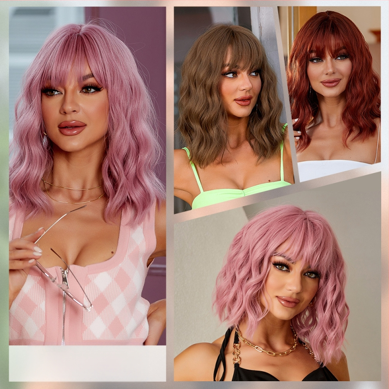 Перука, екзотичен стил, къса къдрава коса, дълги чёлки, модел de278-4, термоустойчива тел, може да се боядисва