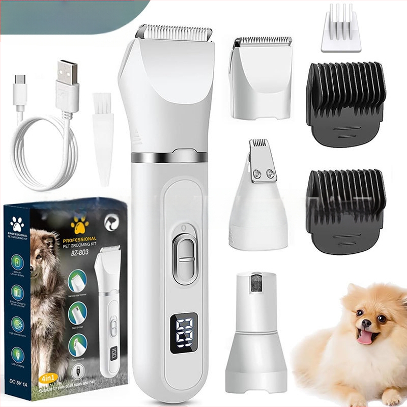Ηλεκτρικός κοπτήρας για κατοικίδια με οθόνη LCD, τετρα-σε-ένα εργαλείο περιποίησης, πλαστικό περίβλημα, για σκύλους