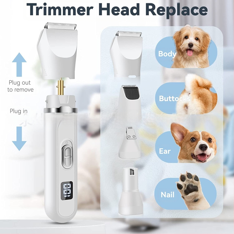 Ηλεκτρικός κοπτήρας για κατοικίδια με οθόνη LCD, τετρα-σε-ένα εργαλείο περιποίησης, πλαστικό περίβλημα, για σκύλους