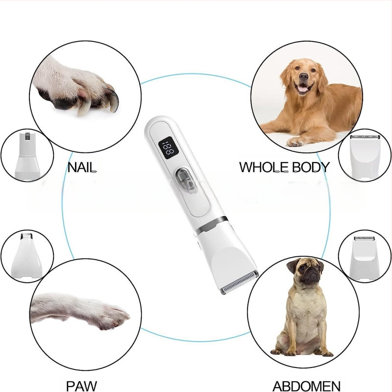 Ηλεκτρικός κοπτήρας για κατοικίδια με οθόνη LCD, τετρα-σε-ένα εργαλείο περιποίησης, πλαστικό περίβλημα, για σκύλους