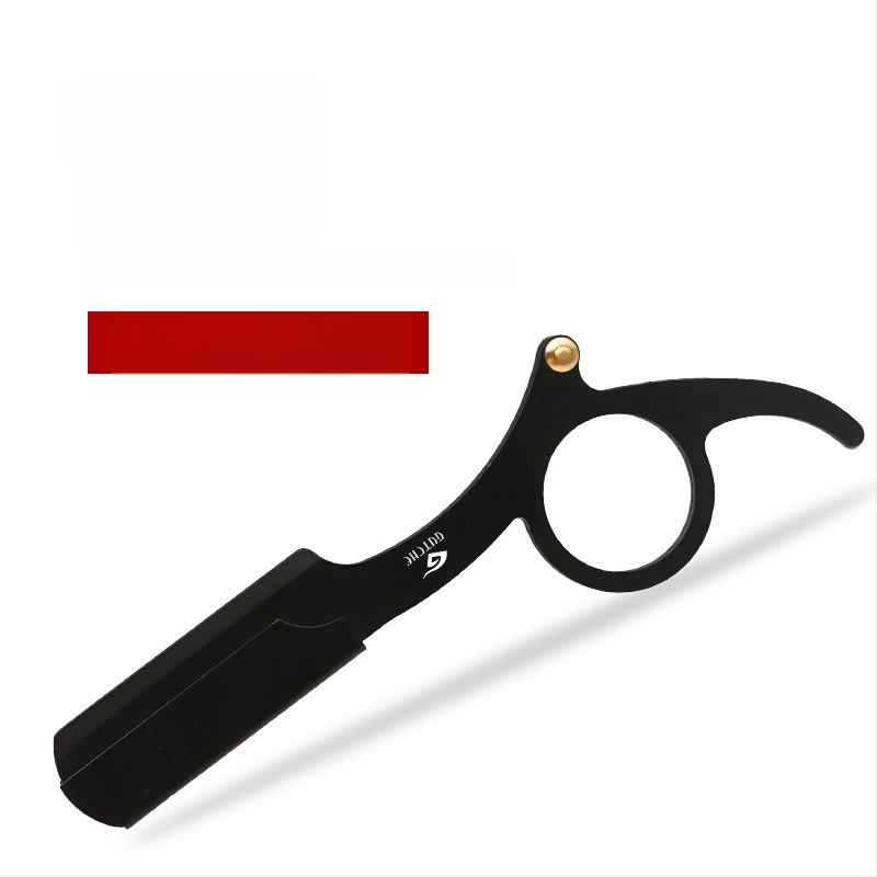 Fanru χειροκίνητο ξυριστικό από ανοξείδωτο ατσάλι, vintage στιλ κουρείου, διπλής όψεως λεπίδα με θήκη λεπίδων