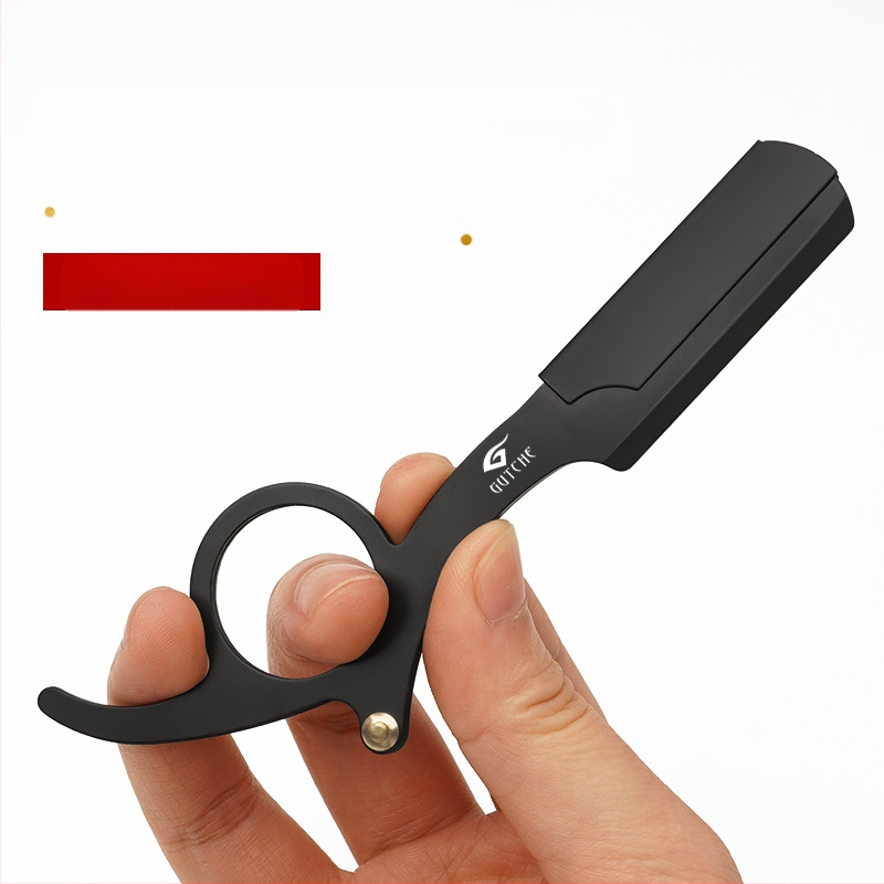 Fanru χειροκίνητο ξυριστικό από ανοξείδωτο ατσάλι, vintage στιλ κουρείου, διπλής όψεως λεπίδα με θήκη λεπίδων