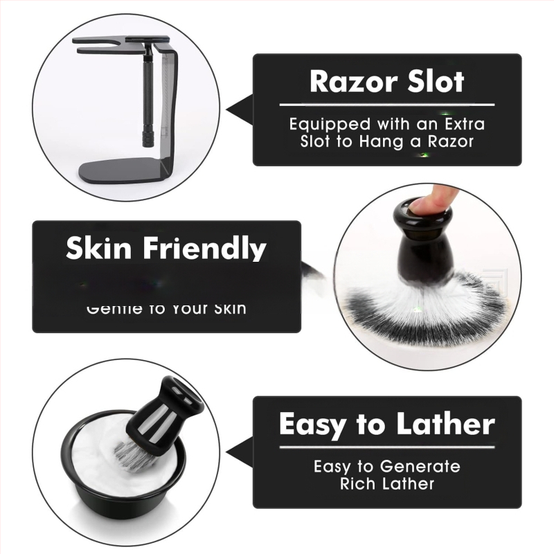 Σετ ξυρίσματος TIANWEI: μπολ αφρού, βούρτσα ξυρίσματος, θήκη για λεπίδες, σαπούνι/κρέμα ξυρίσματος και σετ λεπίδων; 50 σετ ανά κουτί
