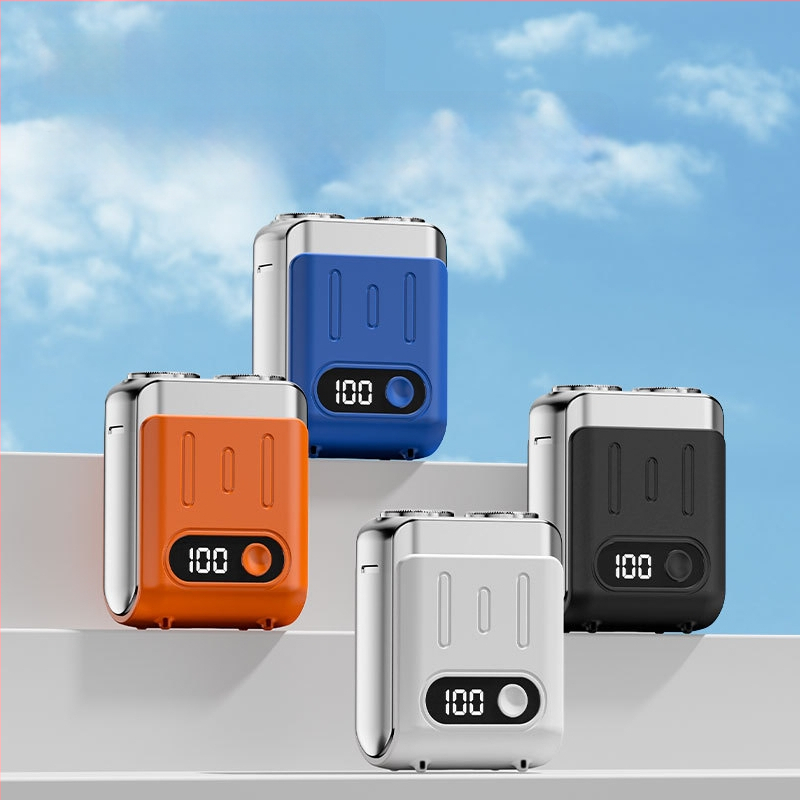 Ηλεκτρική ξυριστική μηχανή με LED οθόνη, πλωτή κεφαλή, περιστρεφόμενη κεφαλή δύο λεπίδων, ενσωματωμένη επαναφορτιζόμενη μπαταρία 300–500 mAh, έως 60 λεπτά λειτουργίας, λεπίδες που αφαιρούνται και πλένονται