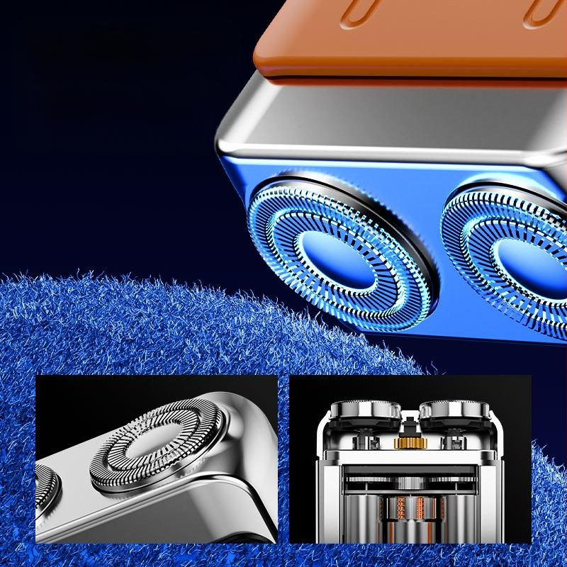 Ηλεκτρική ξυριστική μηχανή με LED οθόνη, πλωτή κεφαλή, περιστρεφόμενη κεφαλή δύο λεπίδων, ενσωματωμένη επαναφορτιζόμενη μπαταρία 300–500 mAh, έως 60 λεπτά λειτουργίας, λεπίδες που αφαιρούνται και πλένονται