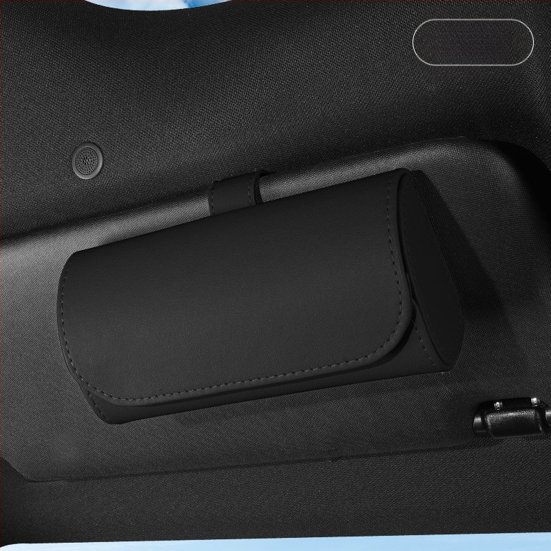 Θήκη γυαλιών αυτοκινήτου από PU δέρμα με σύνδεση στον ήλιο του αυτοκινήτου – αποθήκευση γυαλιών, εισιτηρίων και καρτών, διπλής χρήσης αυτοκίνητο και σπίτι, παραμετροποιείται