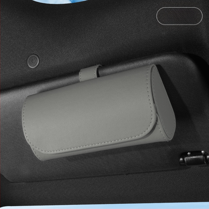 Θήκη γυαλιών αυτοκινήτου από PU δέρμα με σύνδεση στον ήλιο του αυτοκινήτου – αποθήκευση γυαλιών, εισιτηρίων και καρτών, διπλής χρήσης αυτοκίνητο και σπίτι, παραμετροποιείται