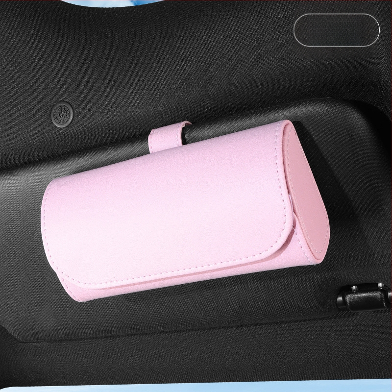 Θήκη γυαλιών αυτοκινήτου από PU δέρμα με σύνδεση στον ήλιο του αυτοκινήτου – αποθήκευση γυαλιών, εισιτηρίων και καρτών, διπλής χρήσης αυτοκίνητο και σπίτι, παραμετροποιείται