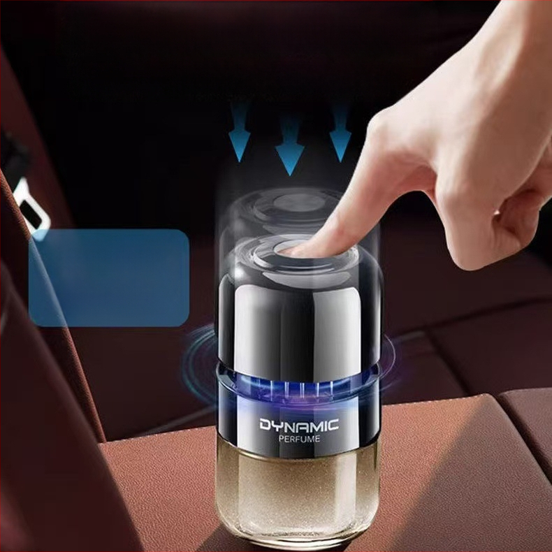 Autós aromaterápiás diffúzor üveg parfüm tartóval, Gardenia illat, szagtalanítás és formaldehid eltávolítás, üléshez rögzíthető telepítés