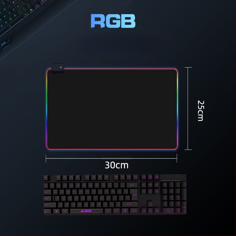 eSports LED šviesus didelės dydžio pelės kilimėlis, natūralus guma + audinys, vienpusis, šilumos perdavimas, pelės kilimėlis su skaičiuotuvu, pritaikomas