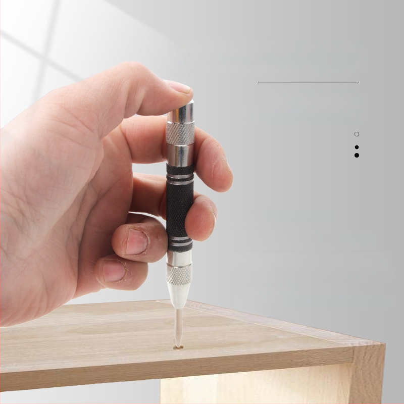 Автоматичен центриращ пробойник-локатор, връх: остър, корпус: инструментална стомана, ръкохватка: метална, серия: позиционен центров пробойник, за дърво